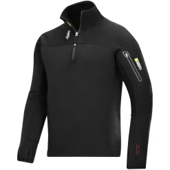 Snickers Workwear pullover med lynlås Body Mapping sort str. XL