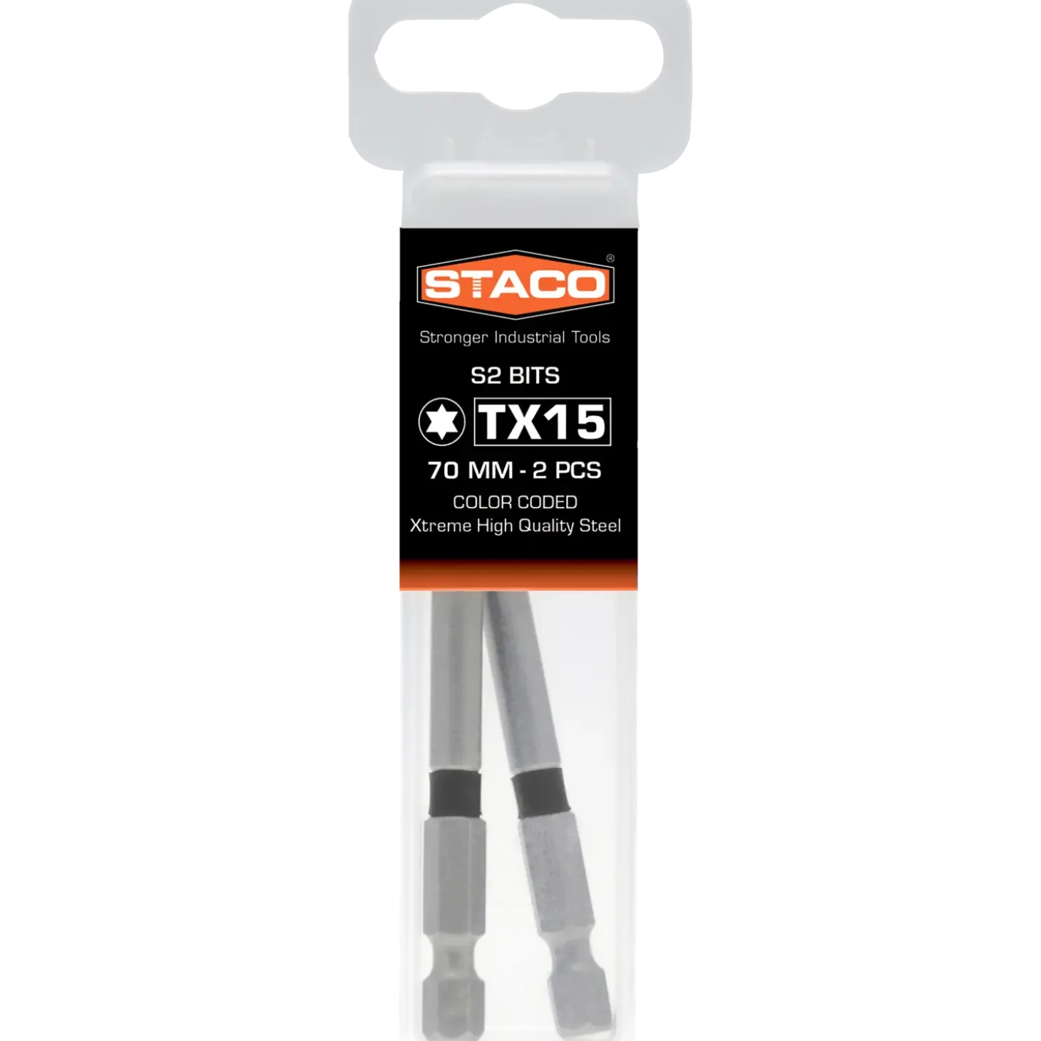 Staco bits 1/4"x70 mm TX15 sort 2 stk.