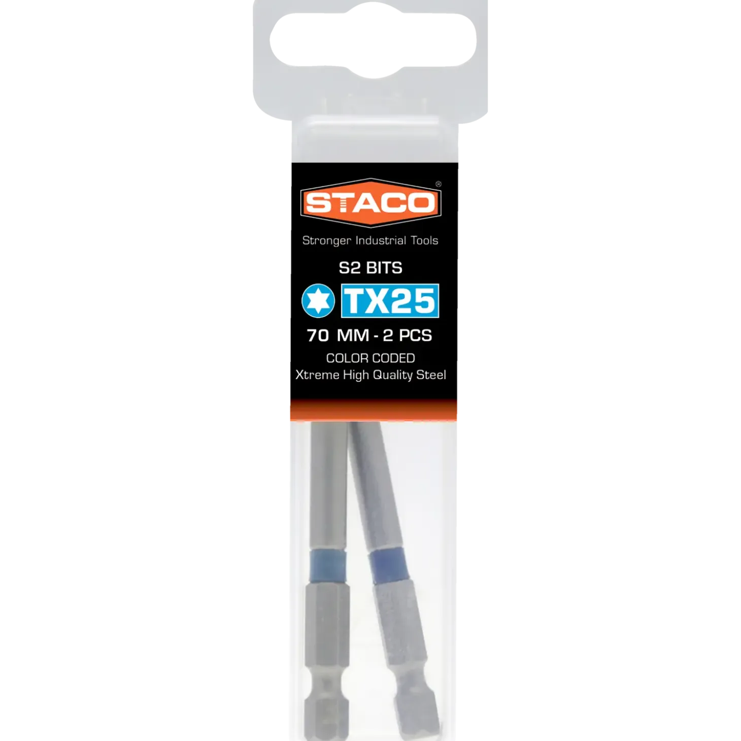 Staco 1/4" TX25 bit blå 70 mm 2 stk.