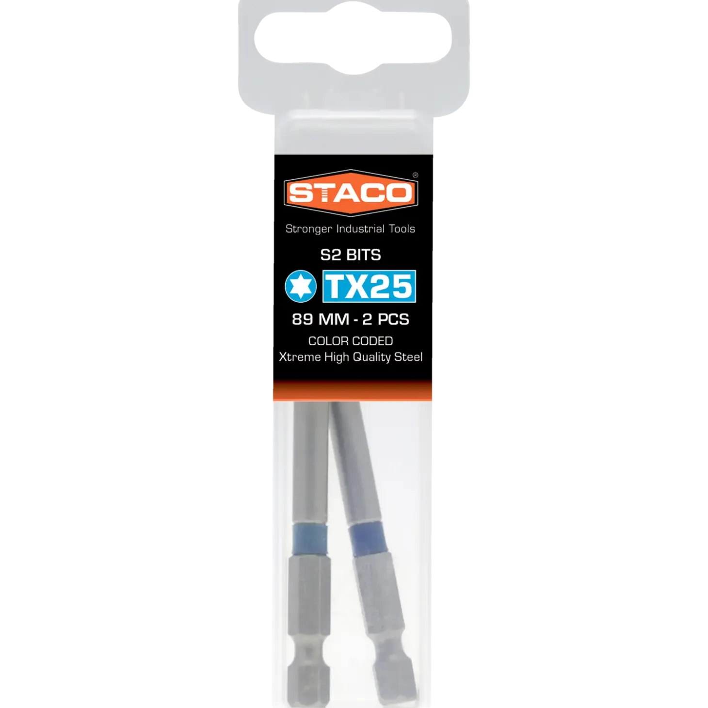 Staco 1/4" TX25 bit blå 89 mm 2 stk.