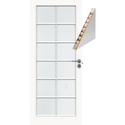 Swedoor sprossedør SP12 glas hvid 40x825x2040 mm
