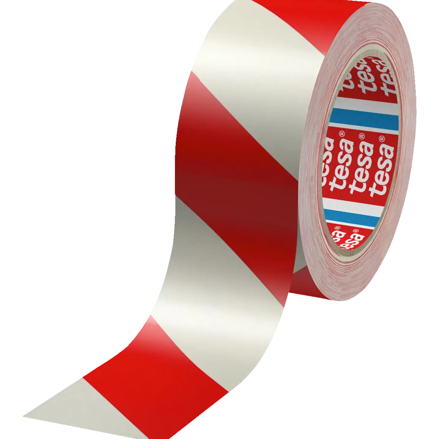 Tesa advarselstape rød/hvid 33 m x 50 mm