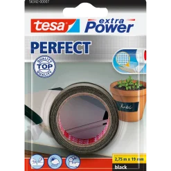 Tesa® extra Power Perfect, sort 2,75 m x 19 mm