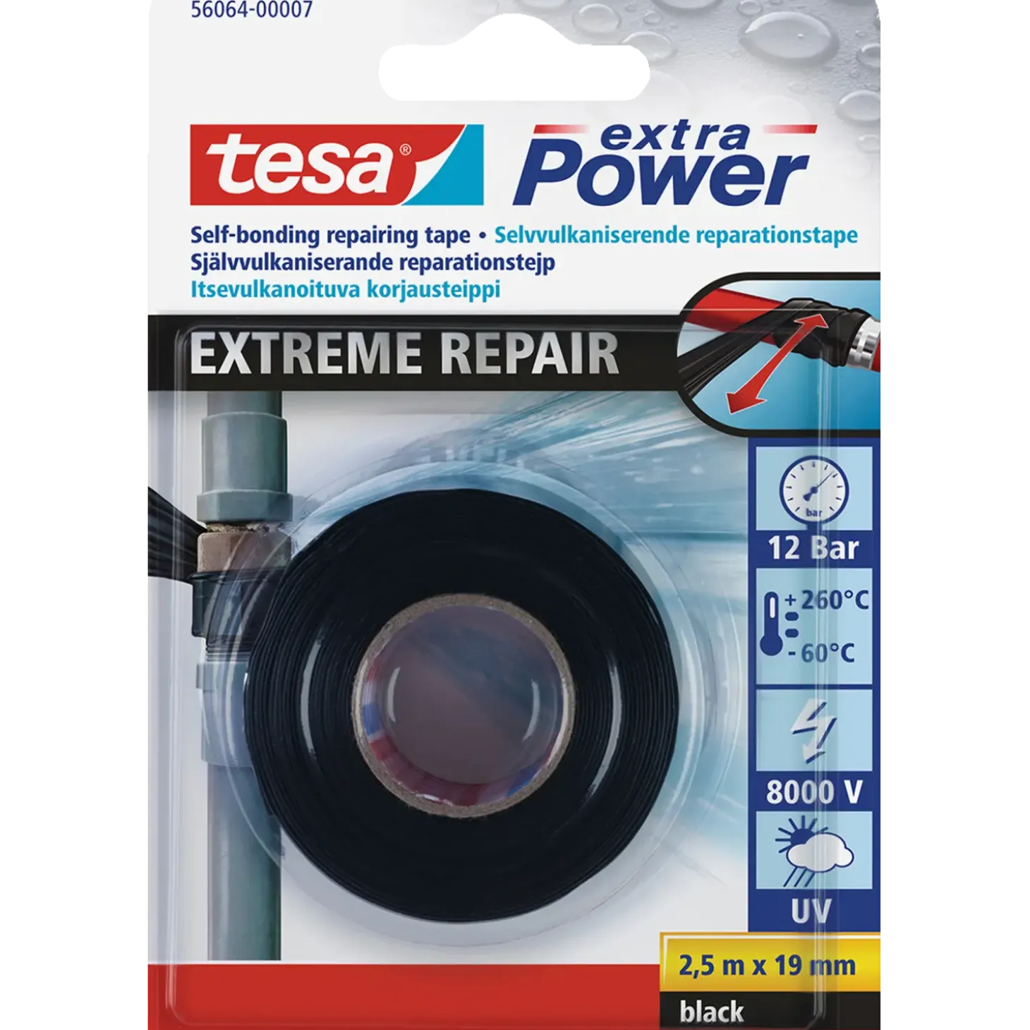 Tesa Extra Power® reparationstape 19 mm x 2,5 m sort