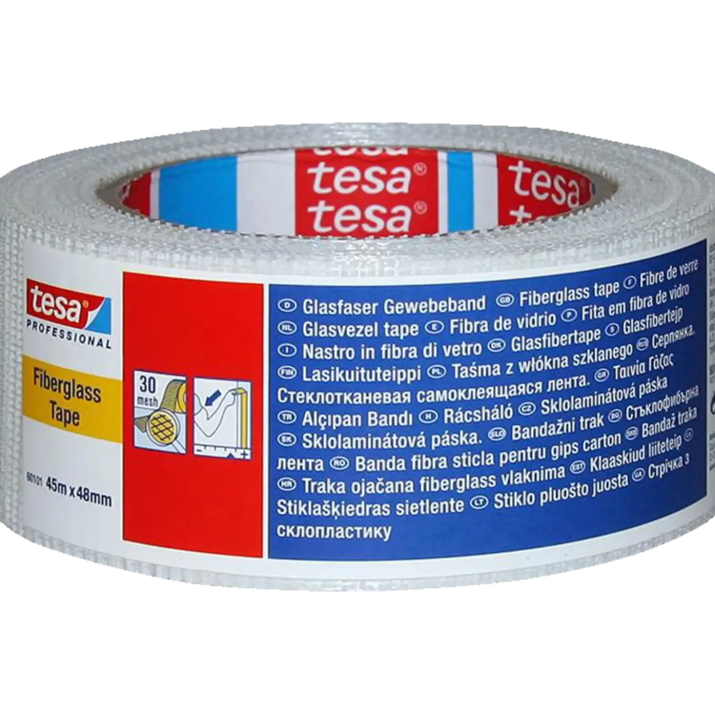 Tesa glasfibervæv/gipstape hvid 45m x 48 mm