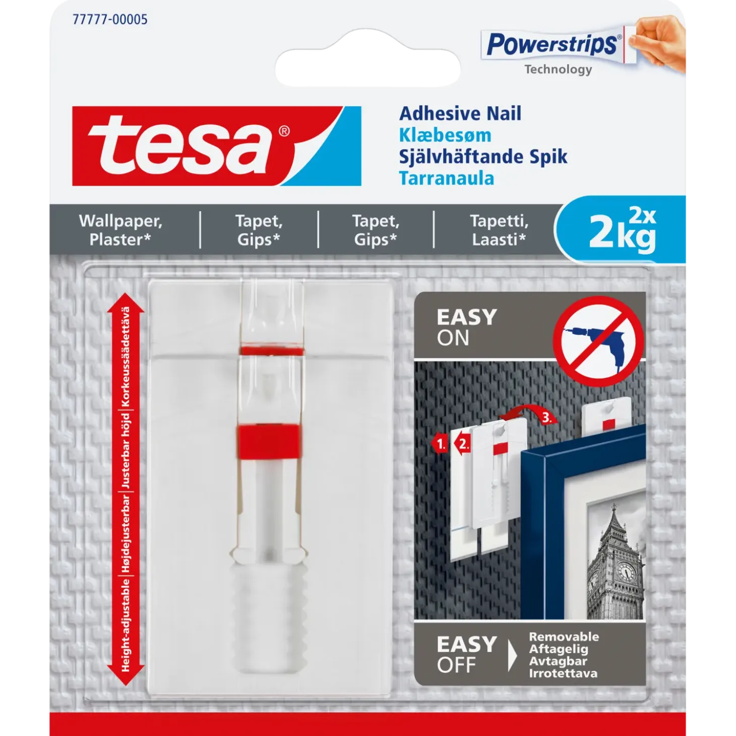 Tesa® justerbart klæbesøm t/ fliser og metal (4 kg) - 2-pk