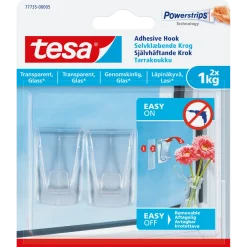 Tesa® klæbekrog t/ transparente overflader og glas (1 kg) - 2-pk