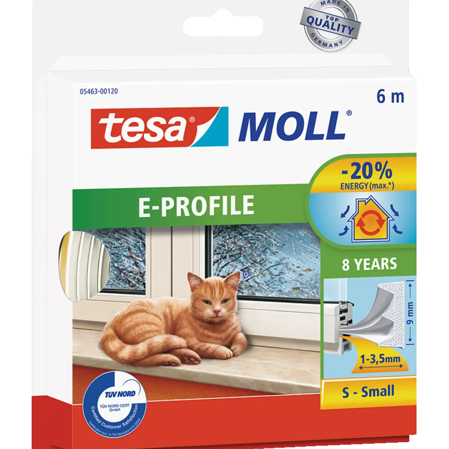 Tesamoll® E-profil tætningsliste hvid 9 mm x 6 m