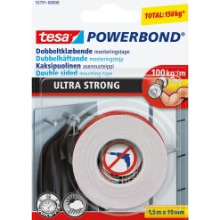 Tesa® Powerbond Ultra Strong dobbeltklæbende monteringstape 1,5 m x 19 mm