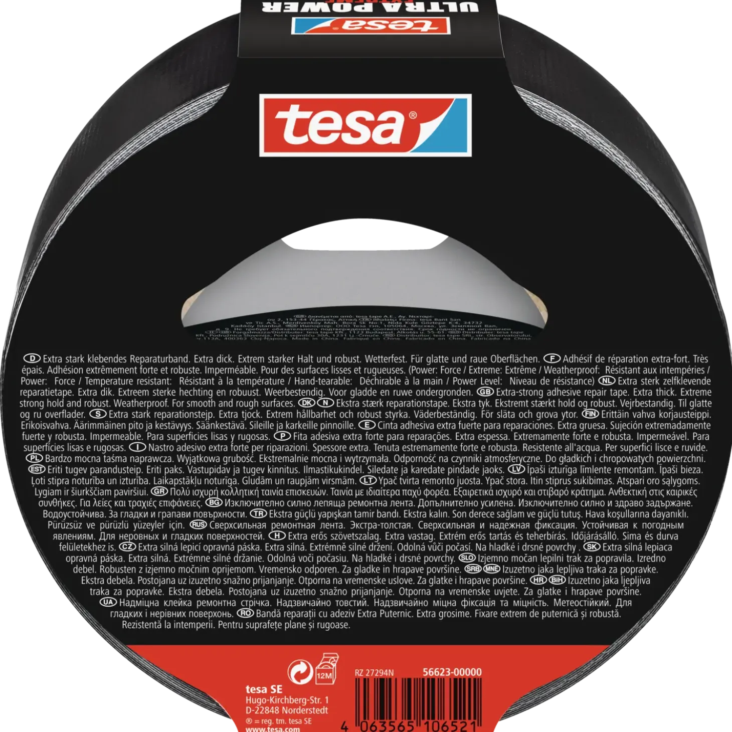 Tesa Ultra Power Extreme reparationstape 25 m x 50 mm sort