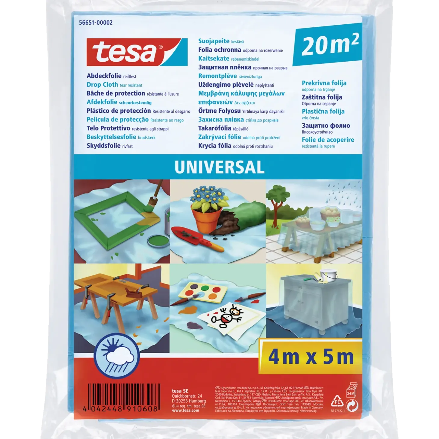 Tesa® Universal beskyttelsesfolie 5000 mm x 4 m