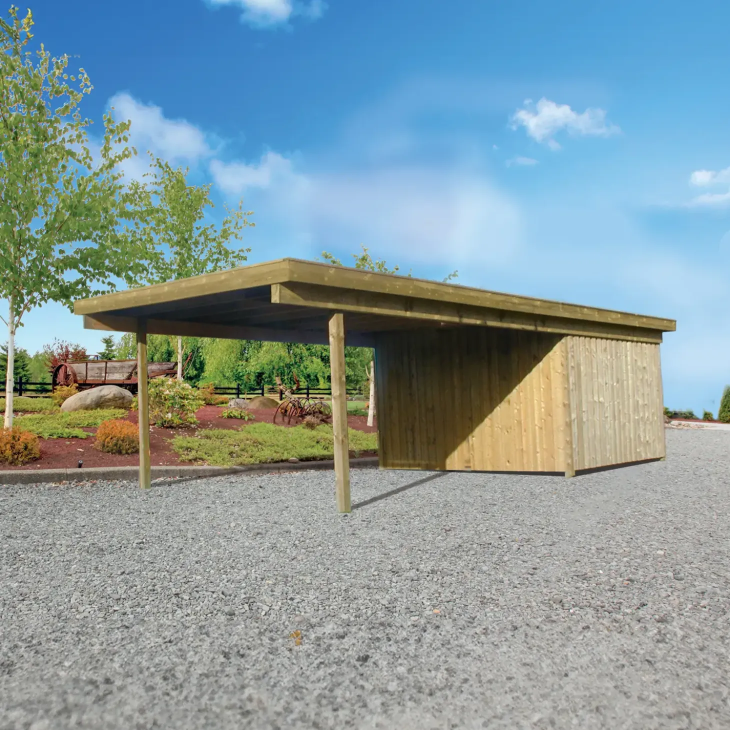 Valdemar carport med redskabsrum 836x420 cm - UDEN TAG