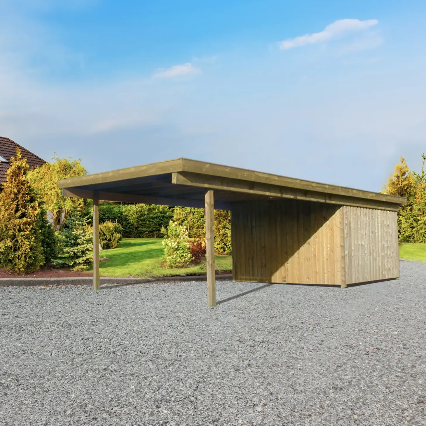Valdemar carport med redskabsrum 836x420 cm - UDEN TAG