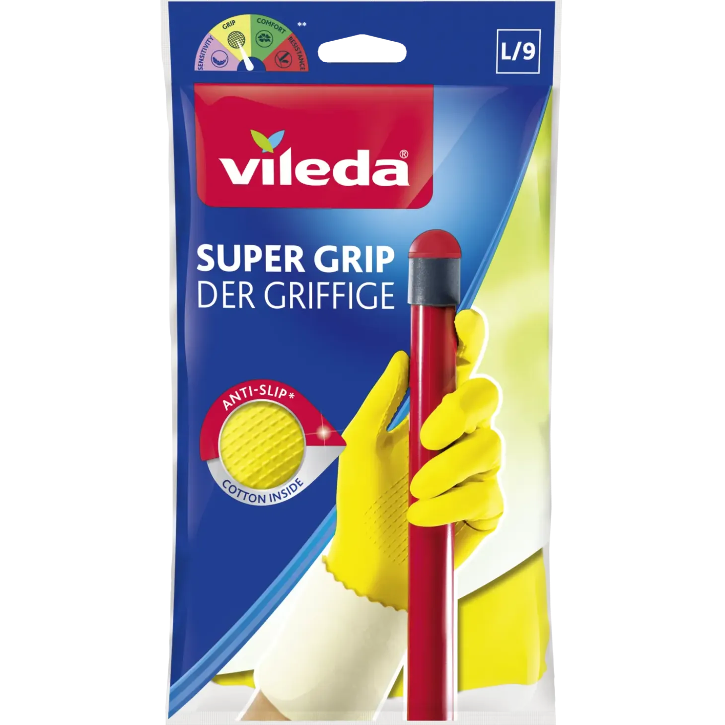 Vileda Super Grib gummihandsker str. L gul