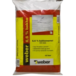 Weber 6,6% bakkemørtel 0-4 mm. 15 L