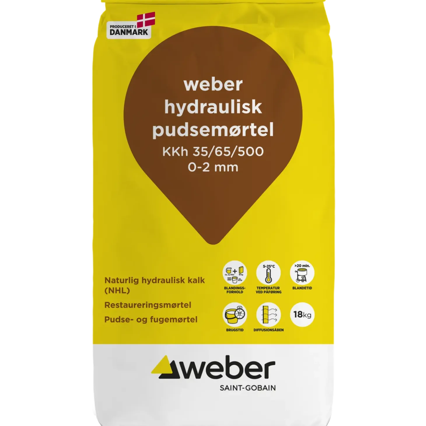 Weber hydraulisk pudsemørtel KKh 35/65/500 0-2 mm 18 kg