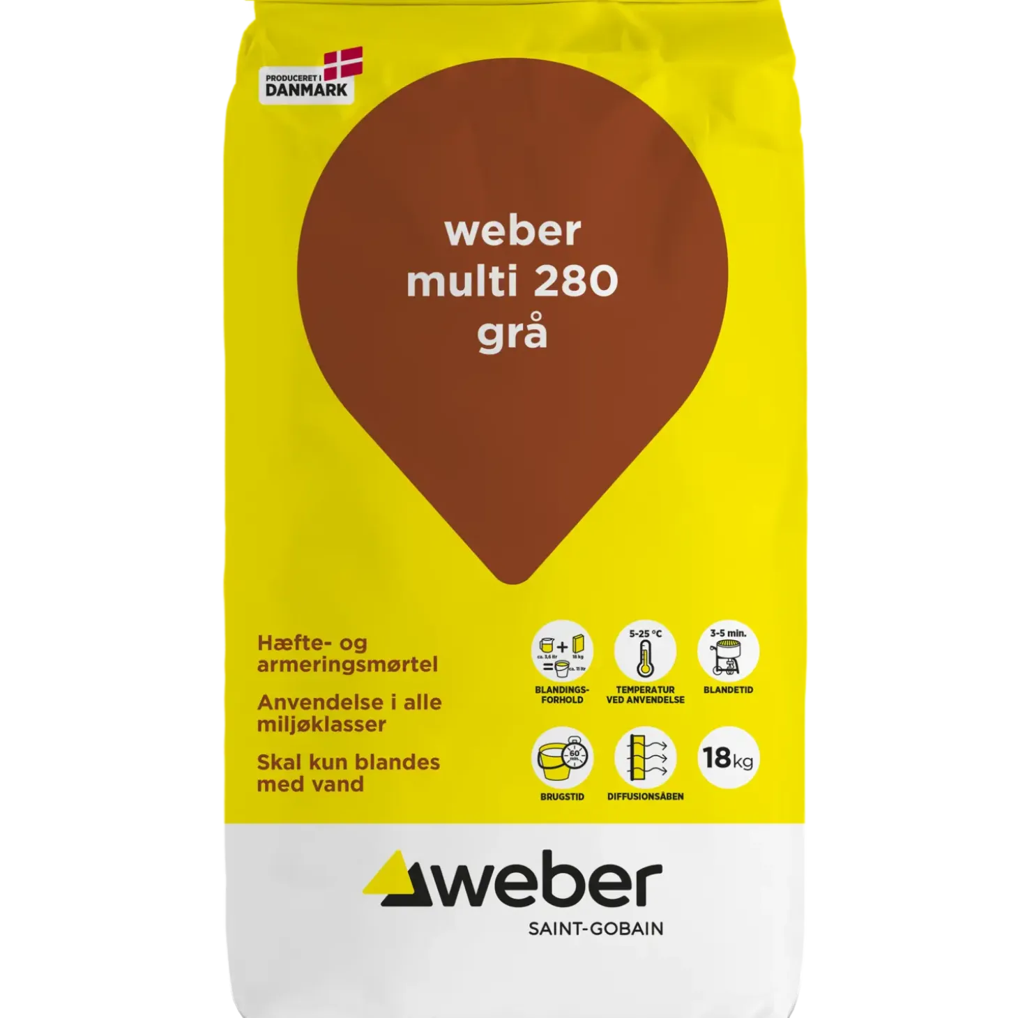 Weber Multi 280 grå hæftemørtel / tyndpuds 18 kg